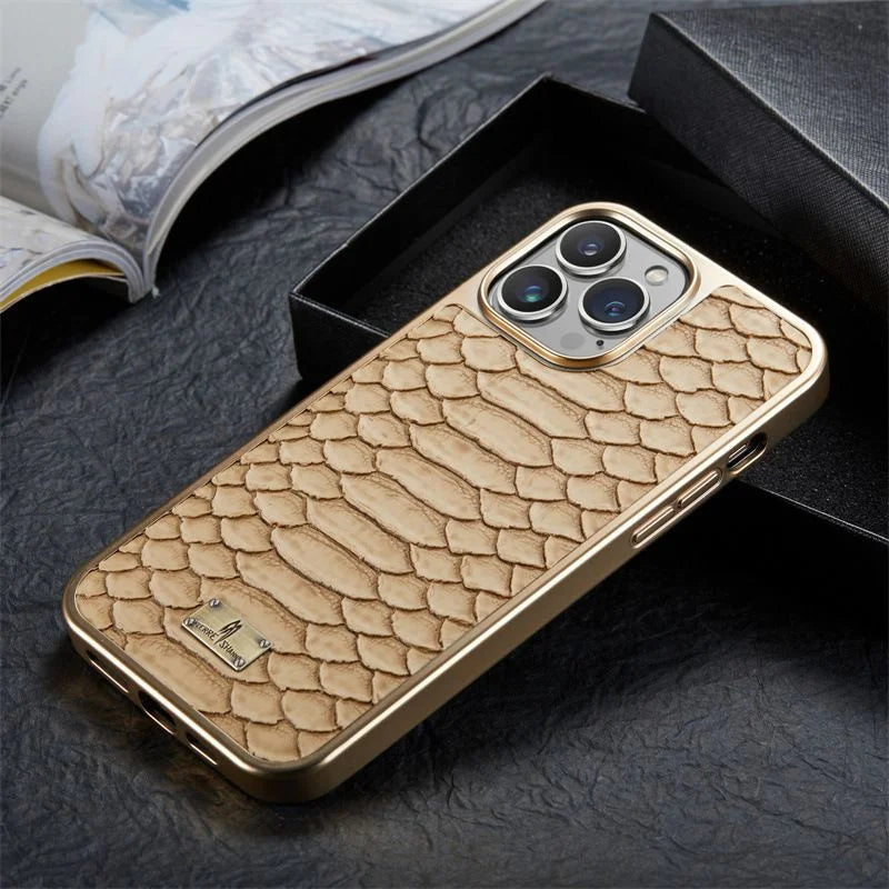 Crocodile pattern Leather Chrome Case
