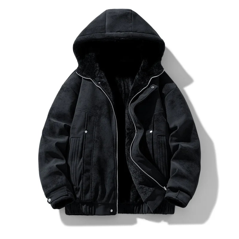 Leather Hooded Jacket