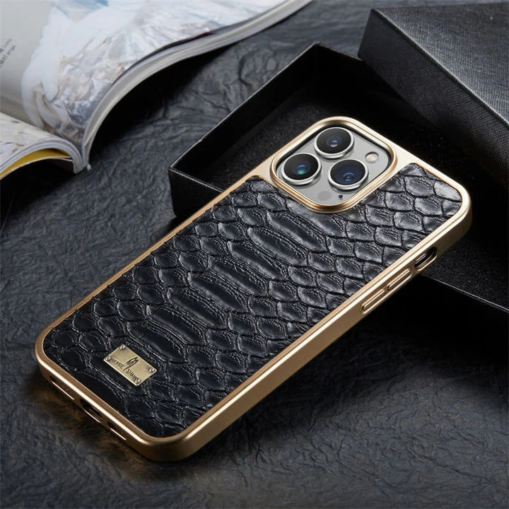 Crocodile pattern Leather Chrome Case